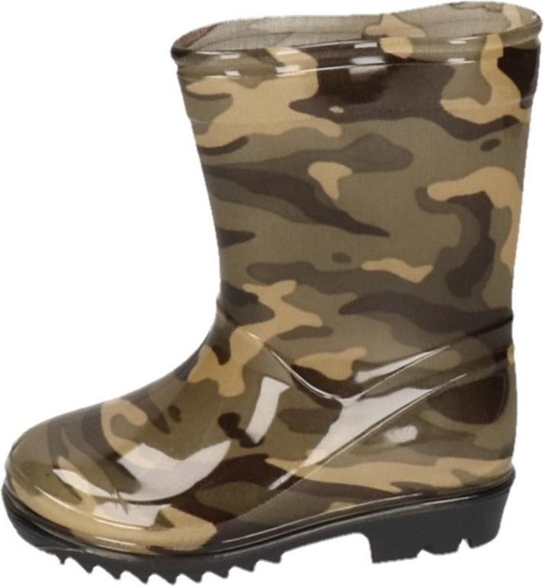 Groene peuter/kinder regenlaarzen camouflage/leger print - Rubberen laarzen/regenlaarsjes voor kinderen 24