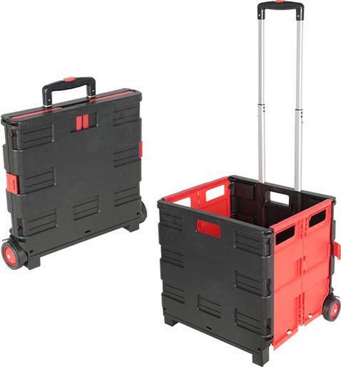 Boodschappenkrat XL 45 liter - vouwkrat op wielen / inklapbare boodschappentrolley