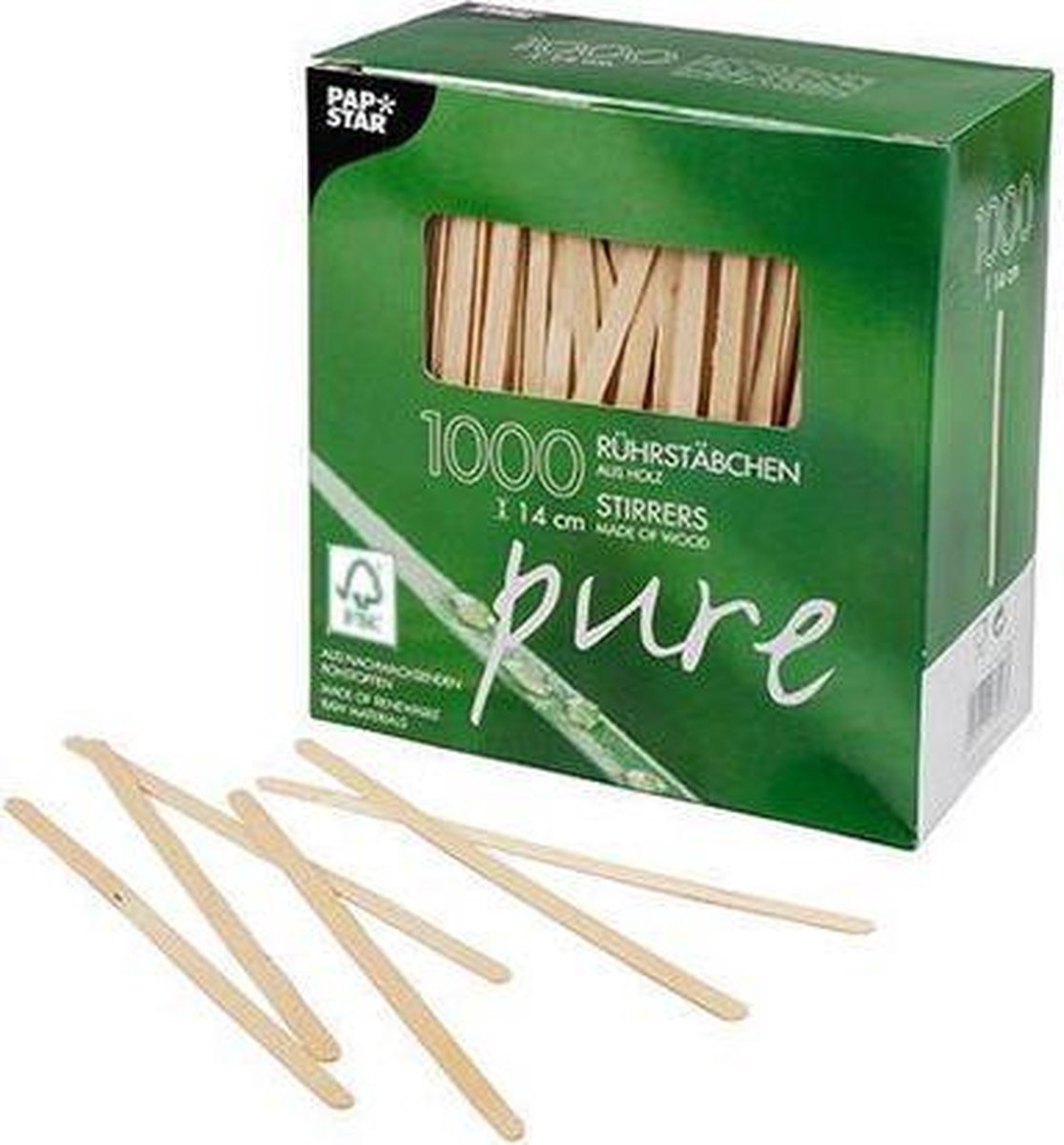 PAPSTAR Pure Houten Roerstaafjes