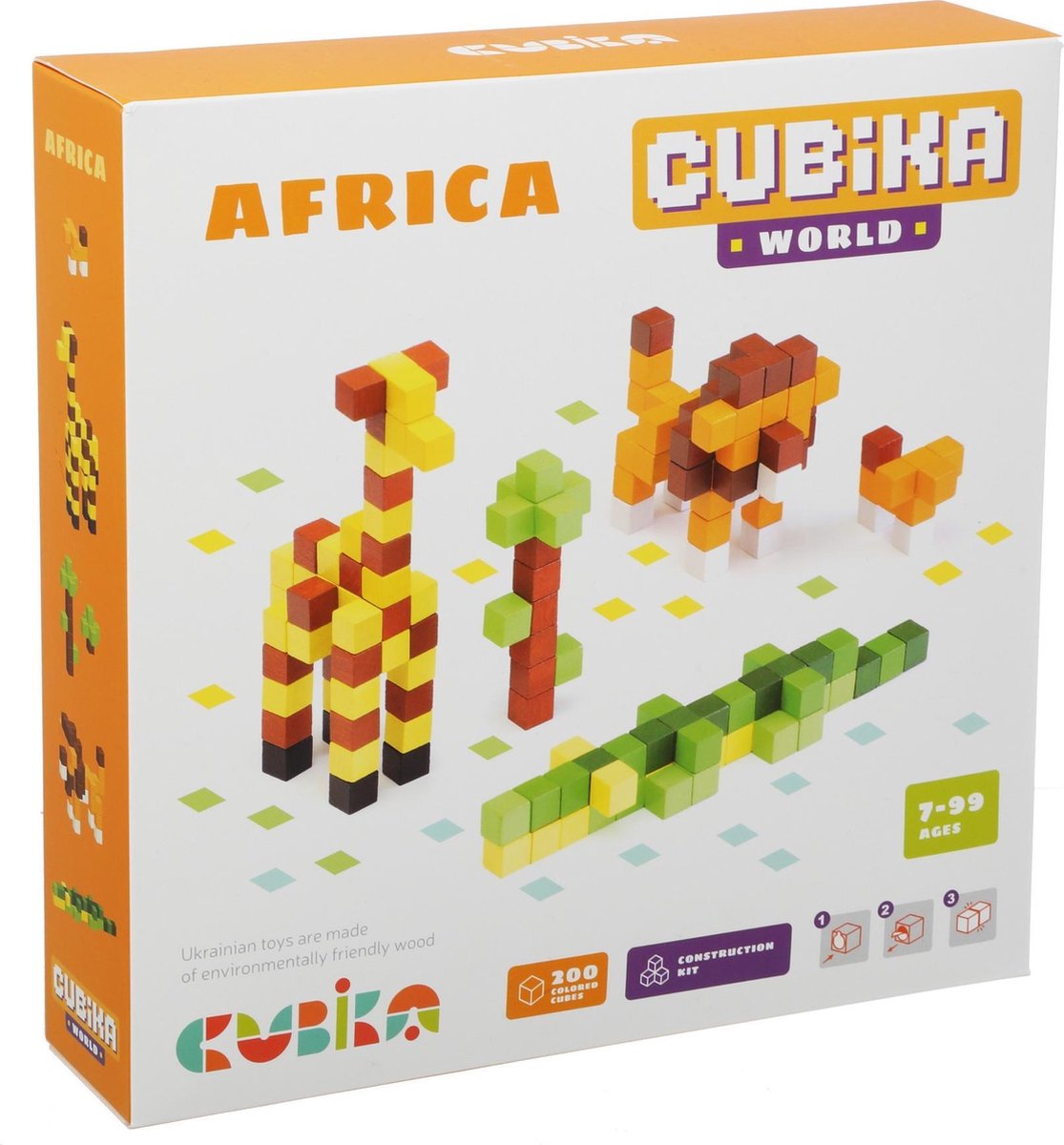 Cubika houten blokjes bouwset - Afrika