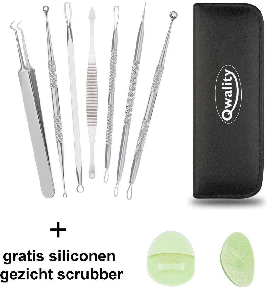 Professionele Puisten Verwijder Set - 7 Tools + Scrubber - Meeeters & puisten verwijderen - Qwality