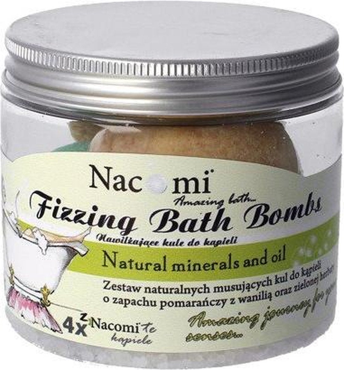 Nacomi - Set Fizzing Bath Bombs Bath Set 2X Orange-Vanilla Ice Cream + 2X Refreshing Green Tea 330G