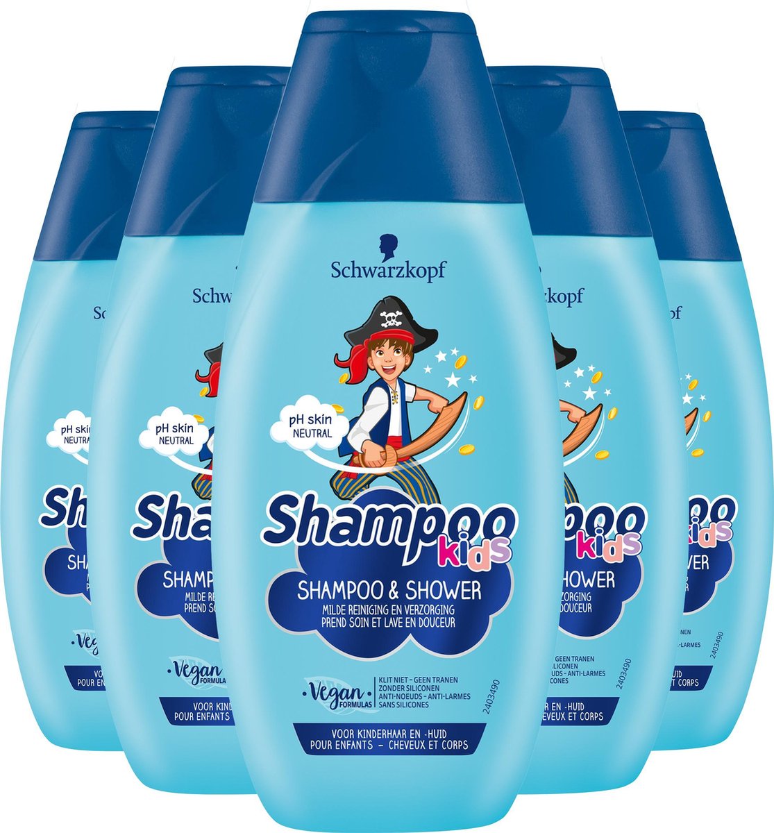 Schwarzkopf Kids Piraat Shampoo - 5x 250ml - Voordeelverpakking