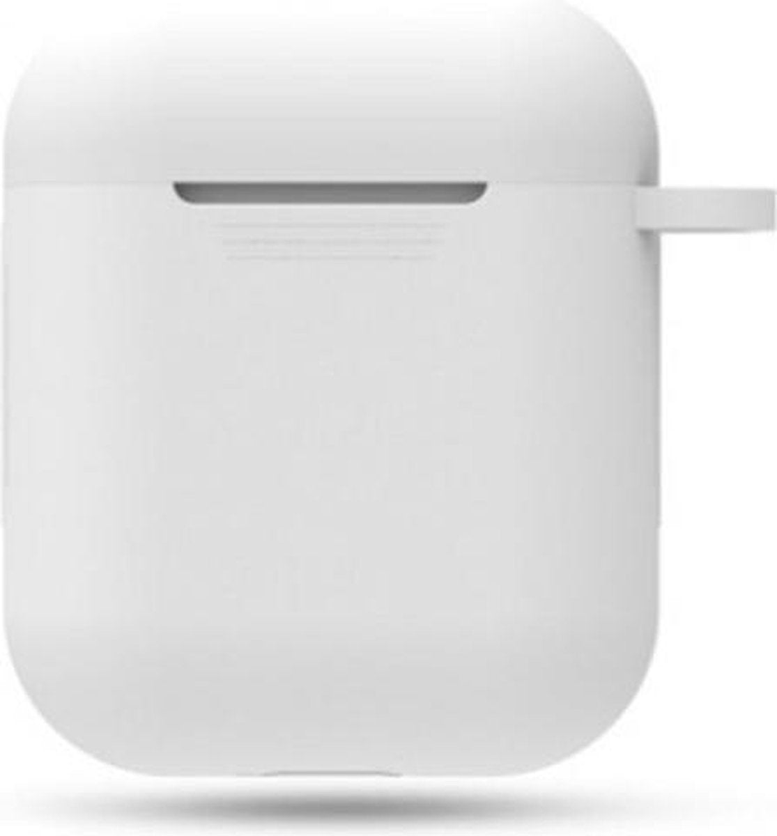 AirPods Hoesje Siliconen Case - Wit - Geschikt voor Apple AirPods 1 en 2 - AirPods case met lus