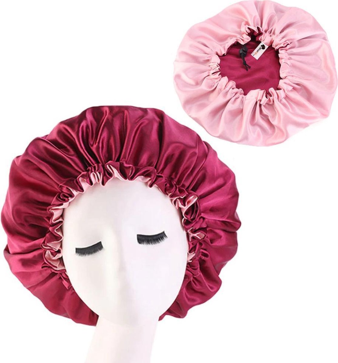 Afabs® Rode Satijnen Slaapmuts / Hair Bonnet / Haar bonnet van Satijn / Satin bonnet / Afro nachtmuts voor slapen