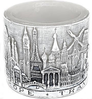 Rond grijs Europa travel wax windlicht 95/100 (incl. 1 stuk 3 uurs theelicht)