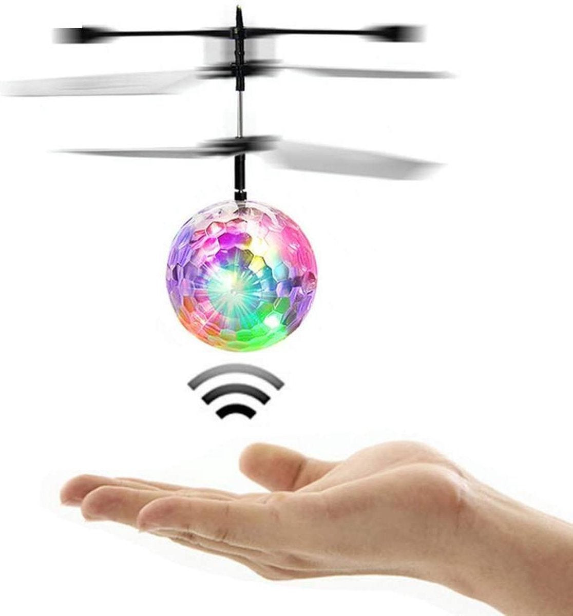 drone kinderen - ZINAPS Toy Suspension Mini Flying Ball Flash Disco Colourful LED Light Helicopter Glowing Remote Control Aircraft Children's Toys