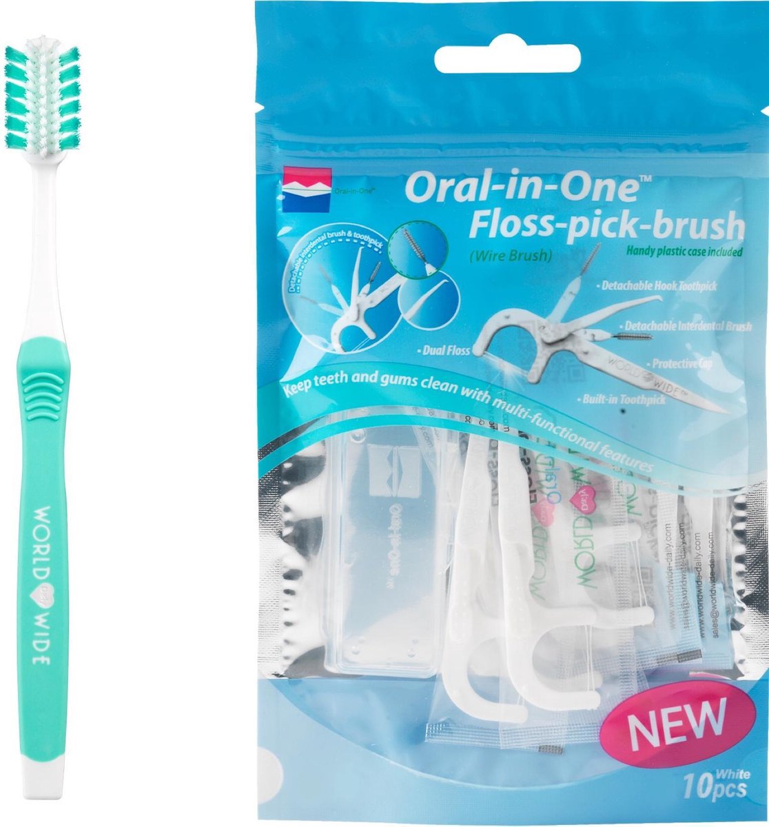 Better Toothbrush & Floss-Pick-Brush | Combi voordeelset | 2x Regular - SOFT hardheid + 2x Oral-in-One