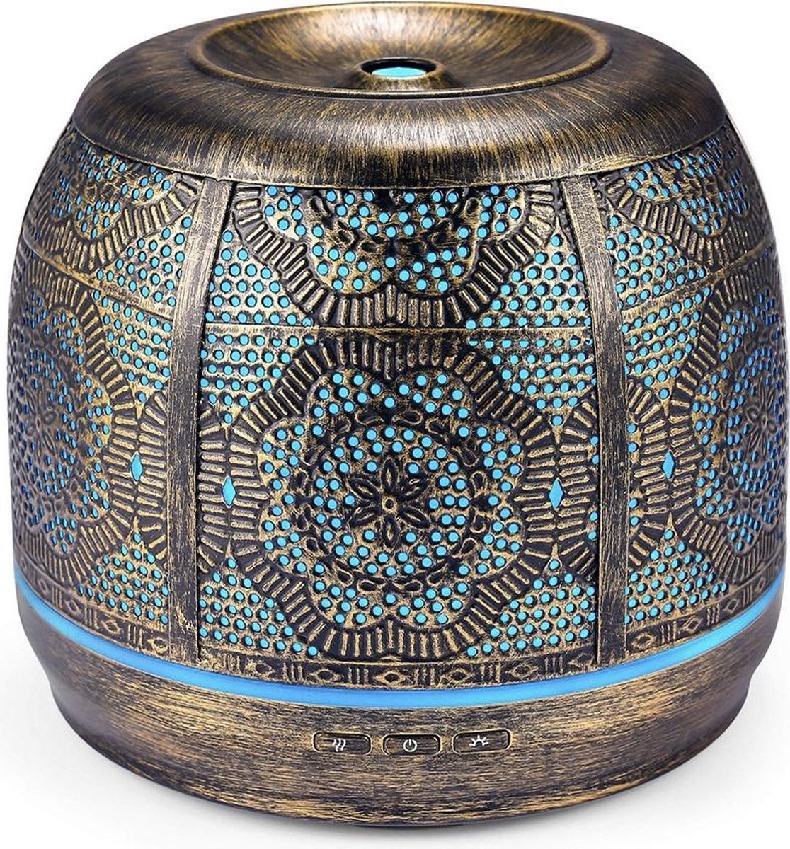 Devacieux Aroma Diffuser Inclusief 10 ML Aroma Olie - Vintage Flower By Night - Luchtbevochtiger Aromatherapie - Metaal - Brons - Aroma Vernevelaar