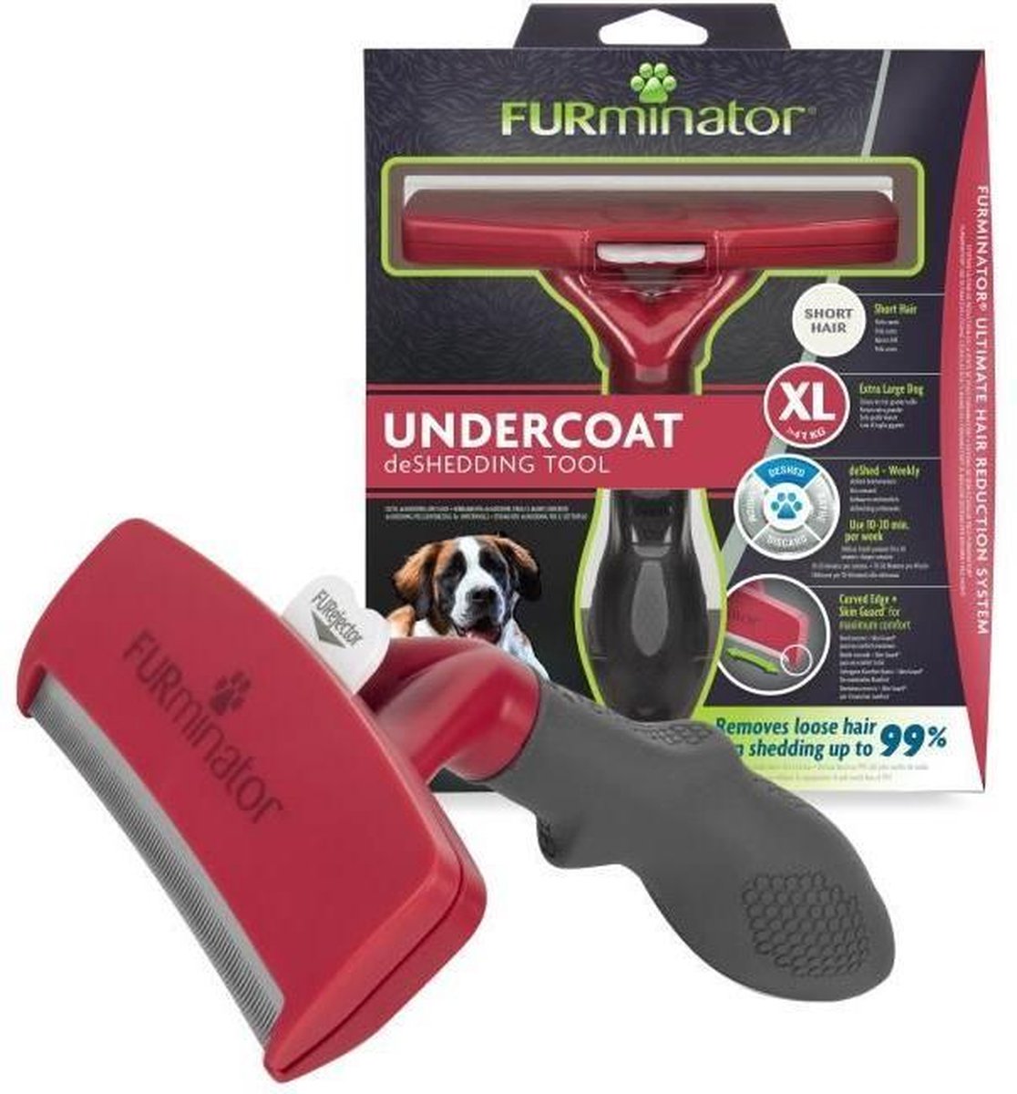 FURMINATOR Grooming Tool - Verwijdert 90% van dood haar - Reiniging met 1 klik - Voor zeer grote honden