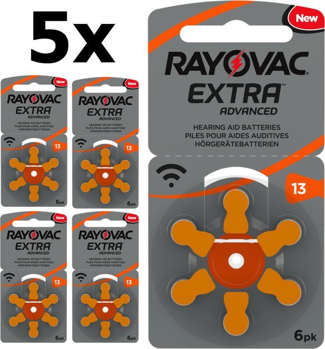 30 Stuks (5 Blister a 6st) Rayovac Extra Advanced 13 MF Gehoorapparaat batterijen