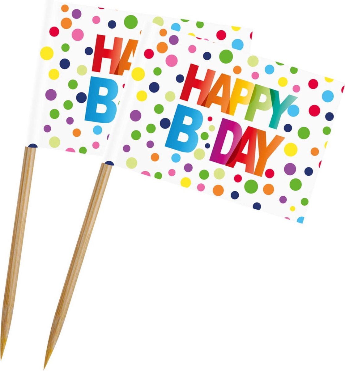 Verjaardag Vlagprikkers Happy Birthday 50st 5cm