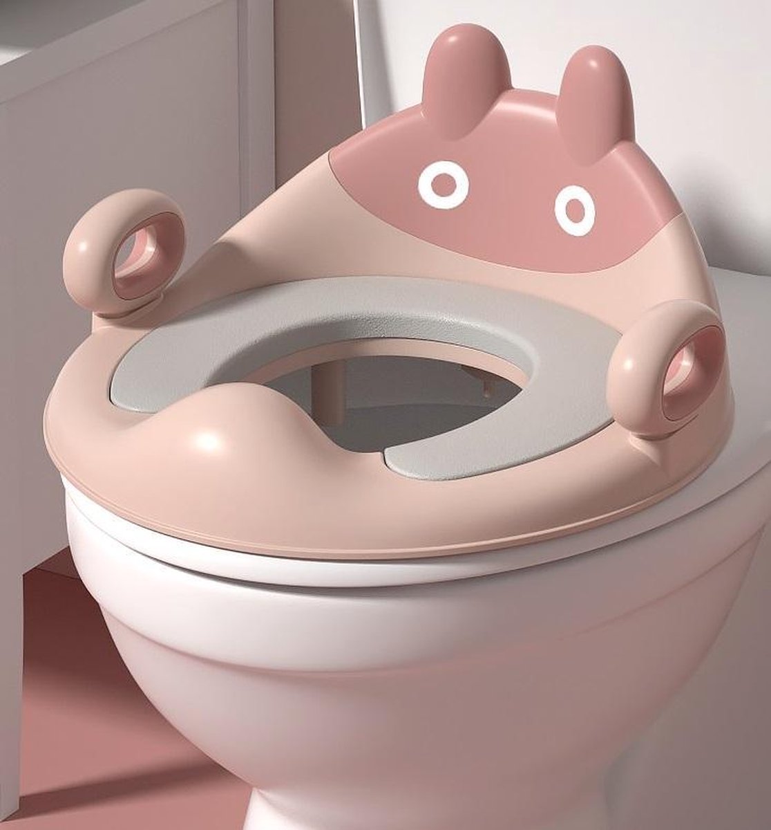 Schattige Konijntje Luxe WC Verkleiner met Zacht PU Zitkussen - Toiletverkleiner voor jongens en meisjes - Roze