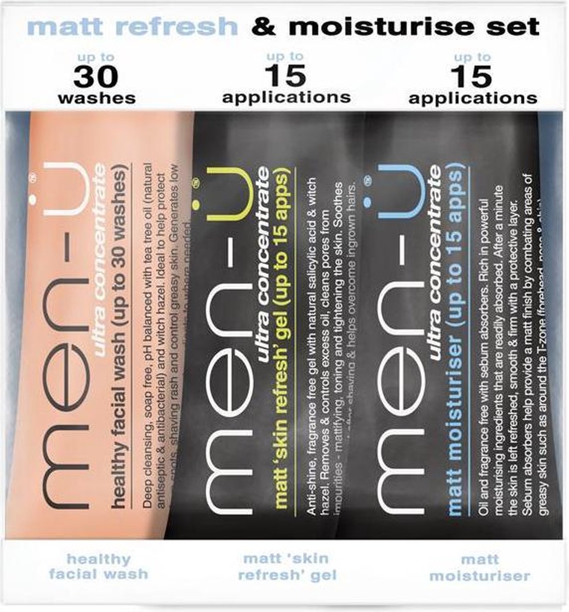 Men-Ü Matt Refresh/Moisturise set 3 x 15ml
