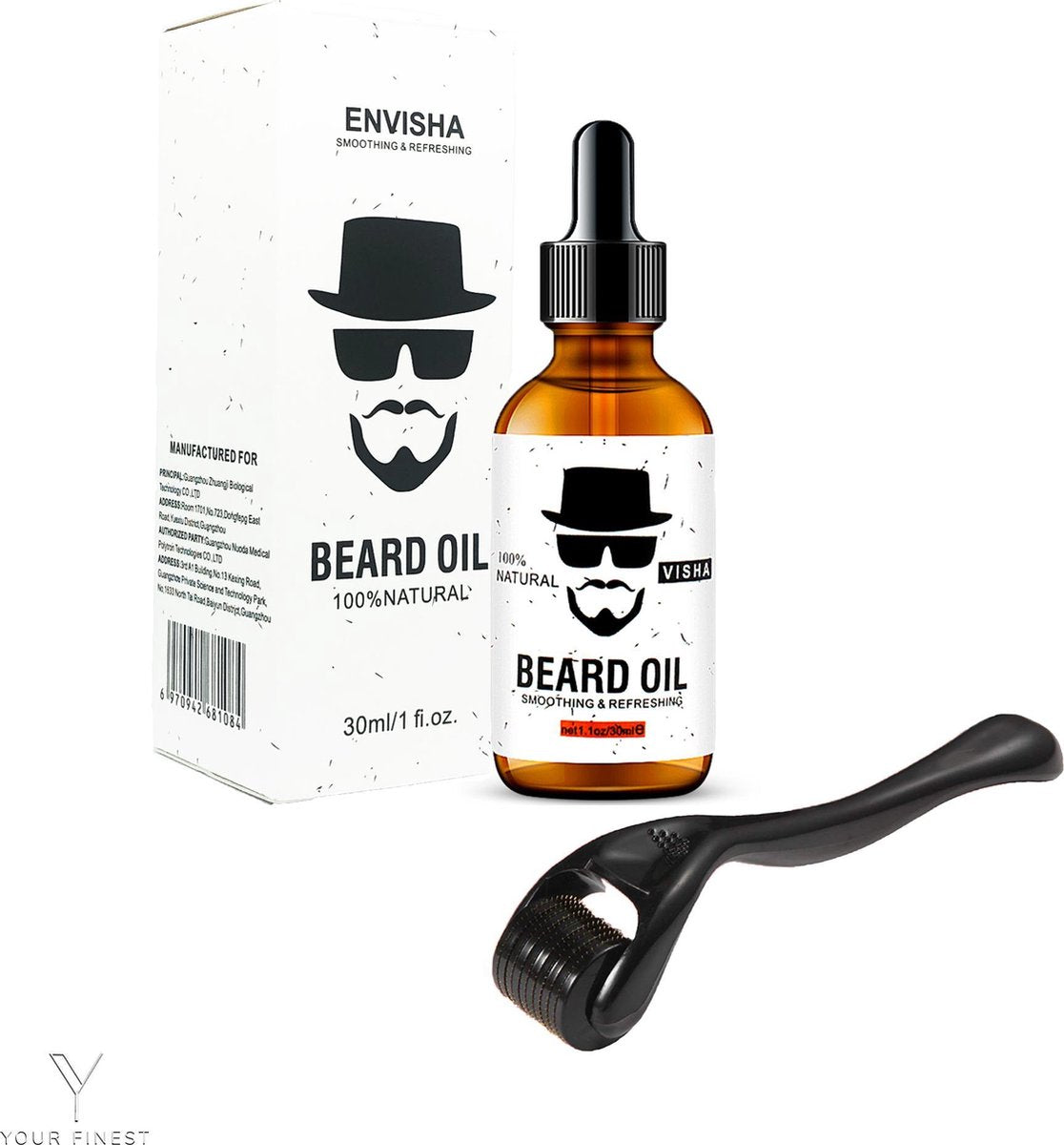 Baardgroeiset - Baardolie en Baardroller - 30ml - 100% Natuurlijk