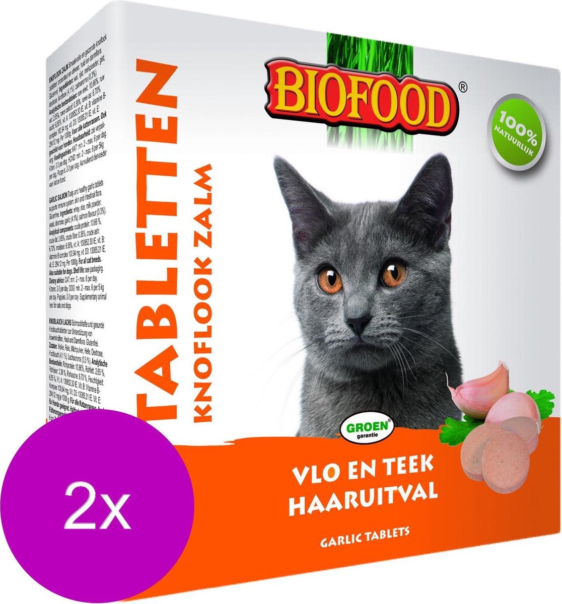 Biofood Vlo & Teek - Kat - Snack - Glutenvrij - Knoflook & Zalm - 2 x 60 gr