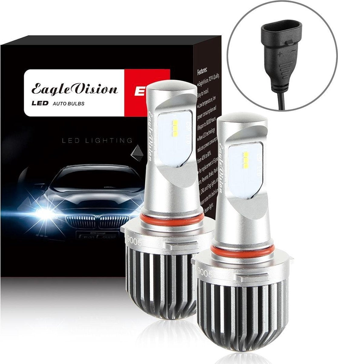 EV10LED-CSP 2 STKS 9005 / HB3 DC 9-30V 9.5W 6000K 900LM Markeer Mistlamp Xenon Wit