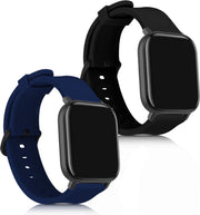 kwmobile 2x horlogeband voor Huami Amazfit GTS / GTS 2 / GTS 2e - siliconen band voor fitnesstracker - zwart / donkerblauw
