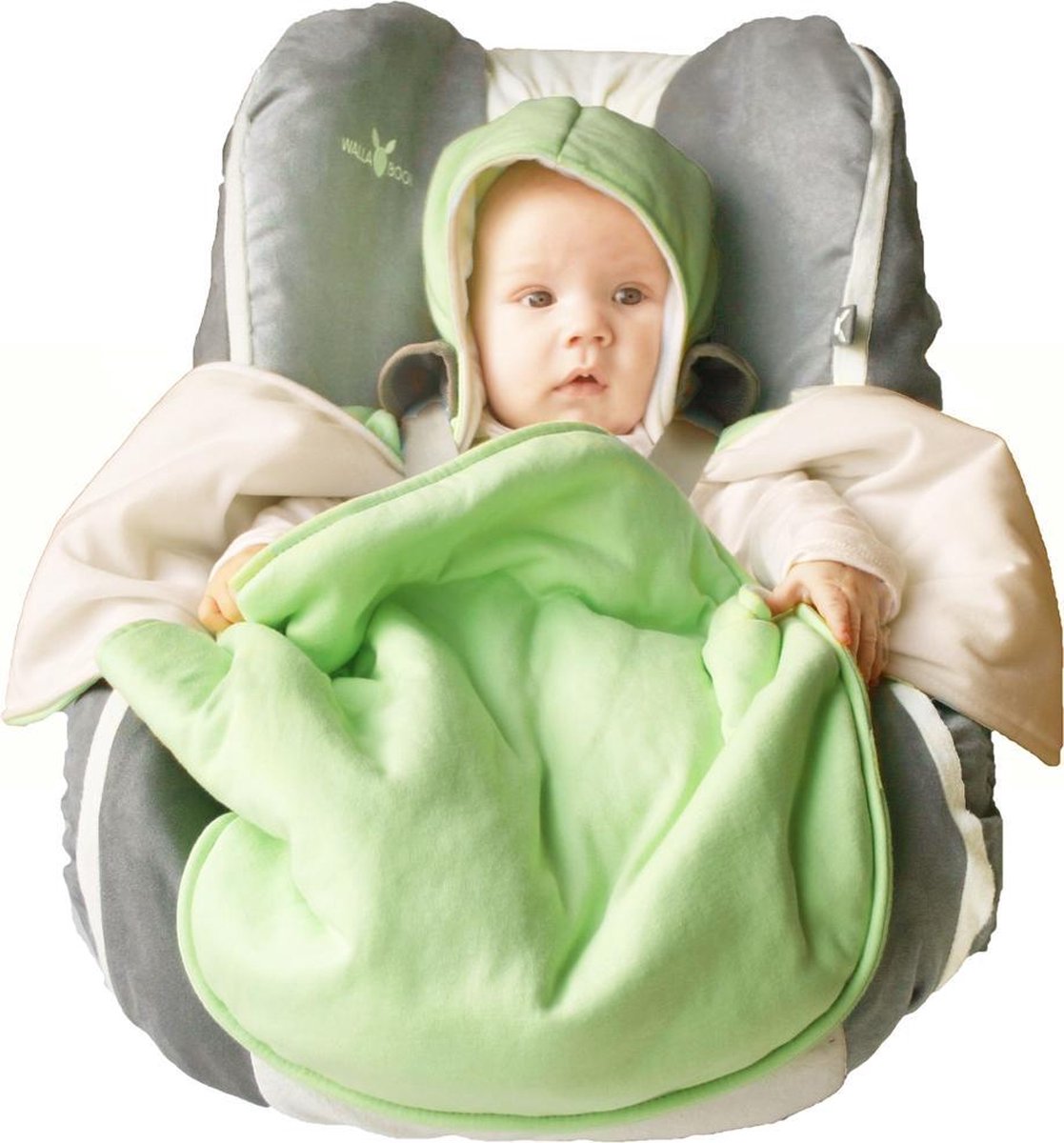 Wallaboo Babydeken Coco - handige wikkeldeken  en wrapper - 100% puur katoen - 70 * 90 cm - Groen