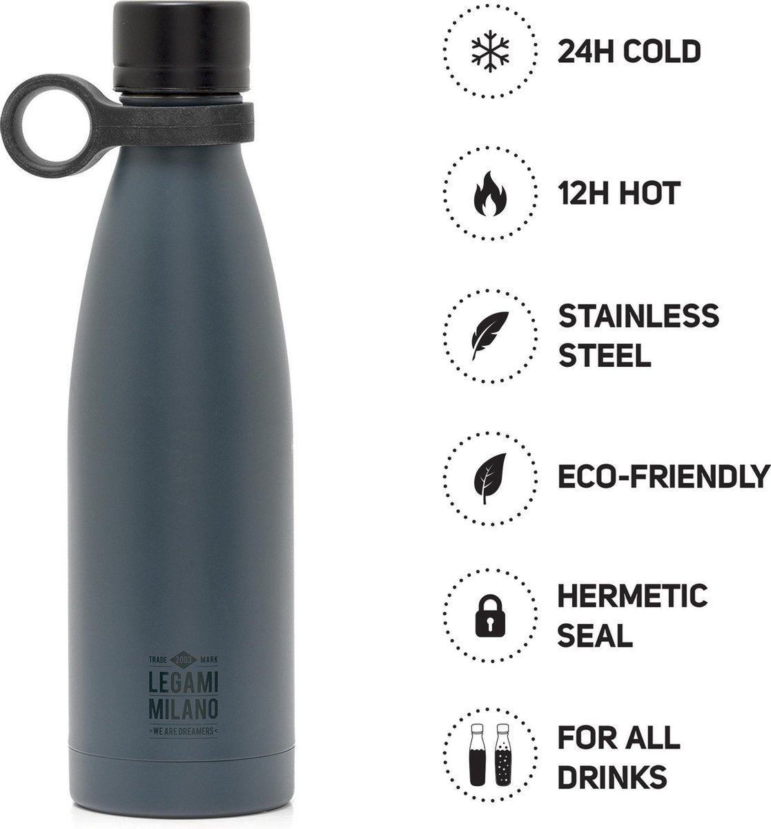LEGAMI Thermosfles - Hot&Cold - 500ml - BLACK