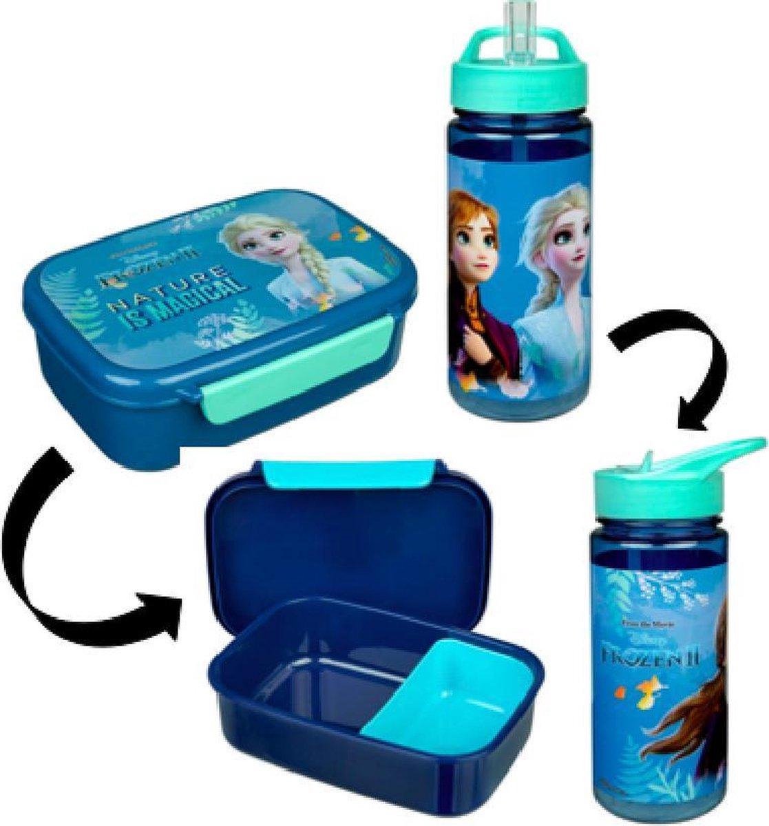 Broodtrommel en Drinkfles - Lunch set - Frozen II Disney Nature is Magical Elsa & Anna