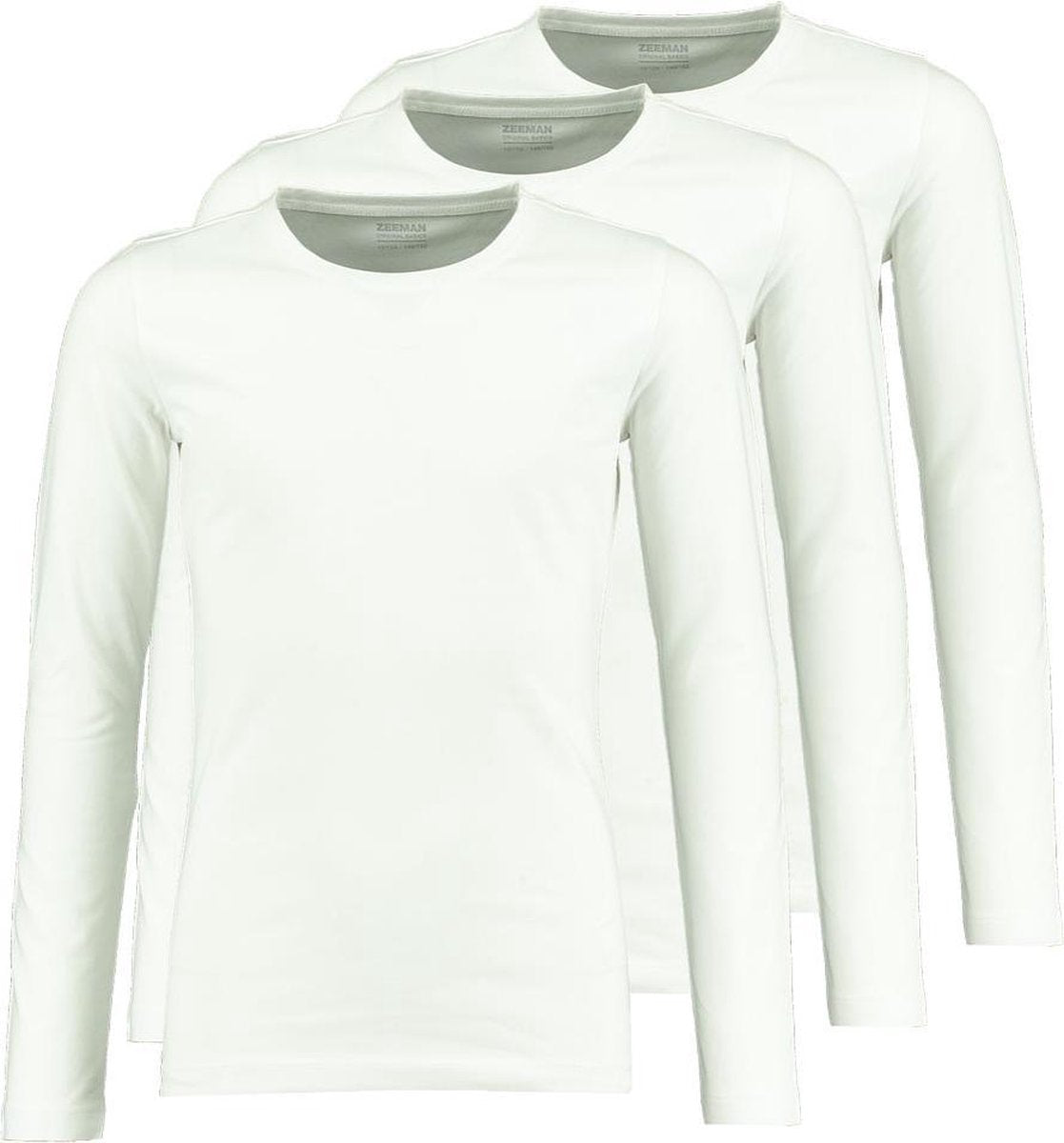 Zeeman kinder meisjes T-shirt lange mouw - wit - maat 98/104 - 3 stuks