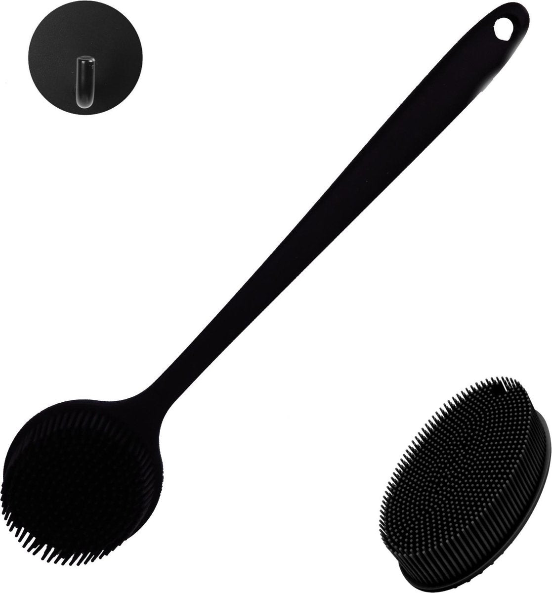 B&P Rug borstel steel plus bad borstel Black velvet - zwart - bad- en douche accessoires - wet & dry brush - kunsstof