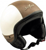 SOXON SP-302 Urban Creme wit bruin leer JetHelm lichtgewicht scooterhelm