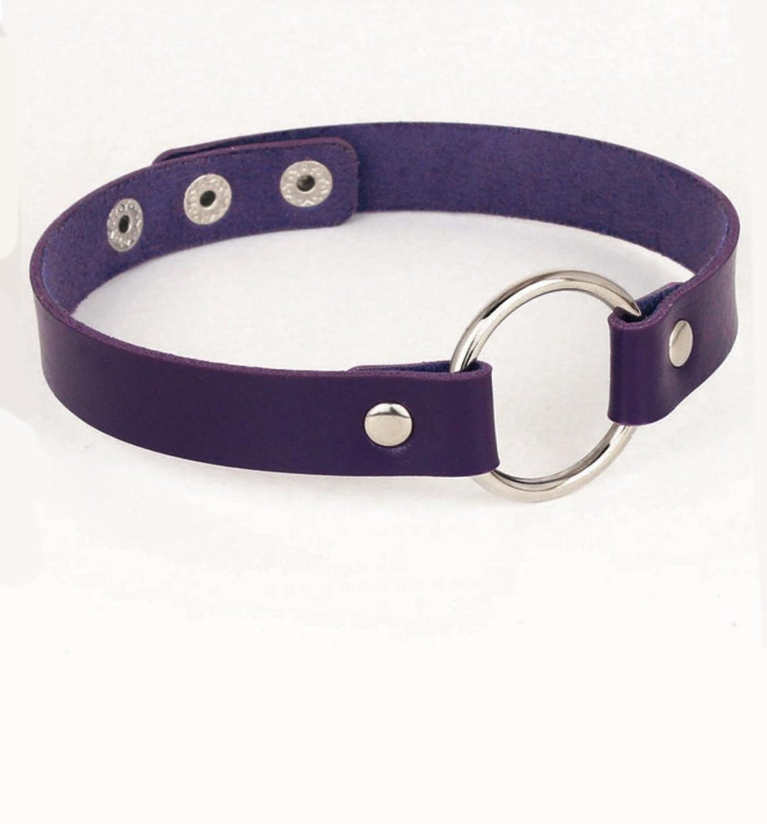 KIMU choker donkerpaars hartje - PU leer collar ketting hart halsband paars