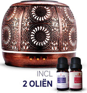 Marinho Motions® Aroma Diffuser Luchtbevochtiger 500ml – Vernevelaar met LED Verlichting Geurverspreider Verstuiver Verdamper voor Aromatherapie - Brons