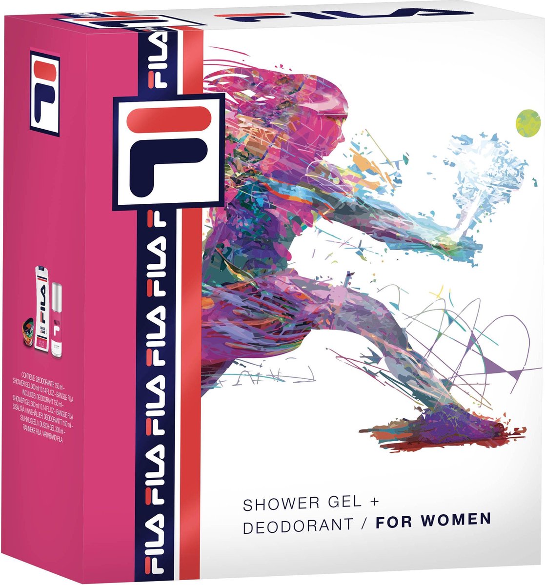 FILA - Geschenkset Dames - Deodorant 150ml + Showergel 300ml + Armband