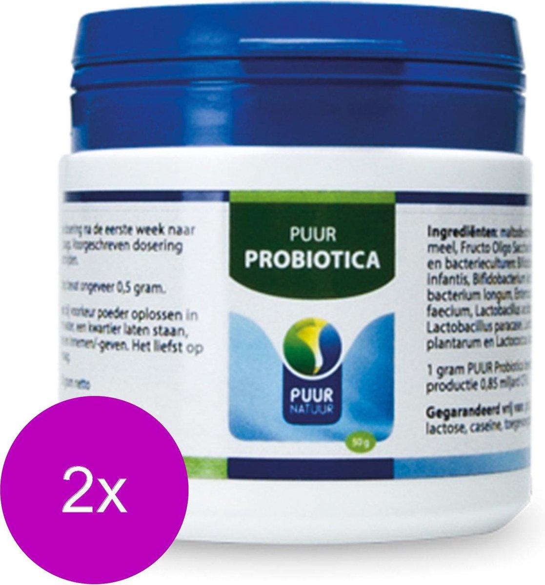 Puur Natuur Probiotica - Voedingssupplement - Darmen - 2 x 50 g