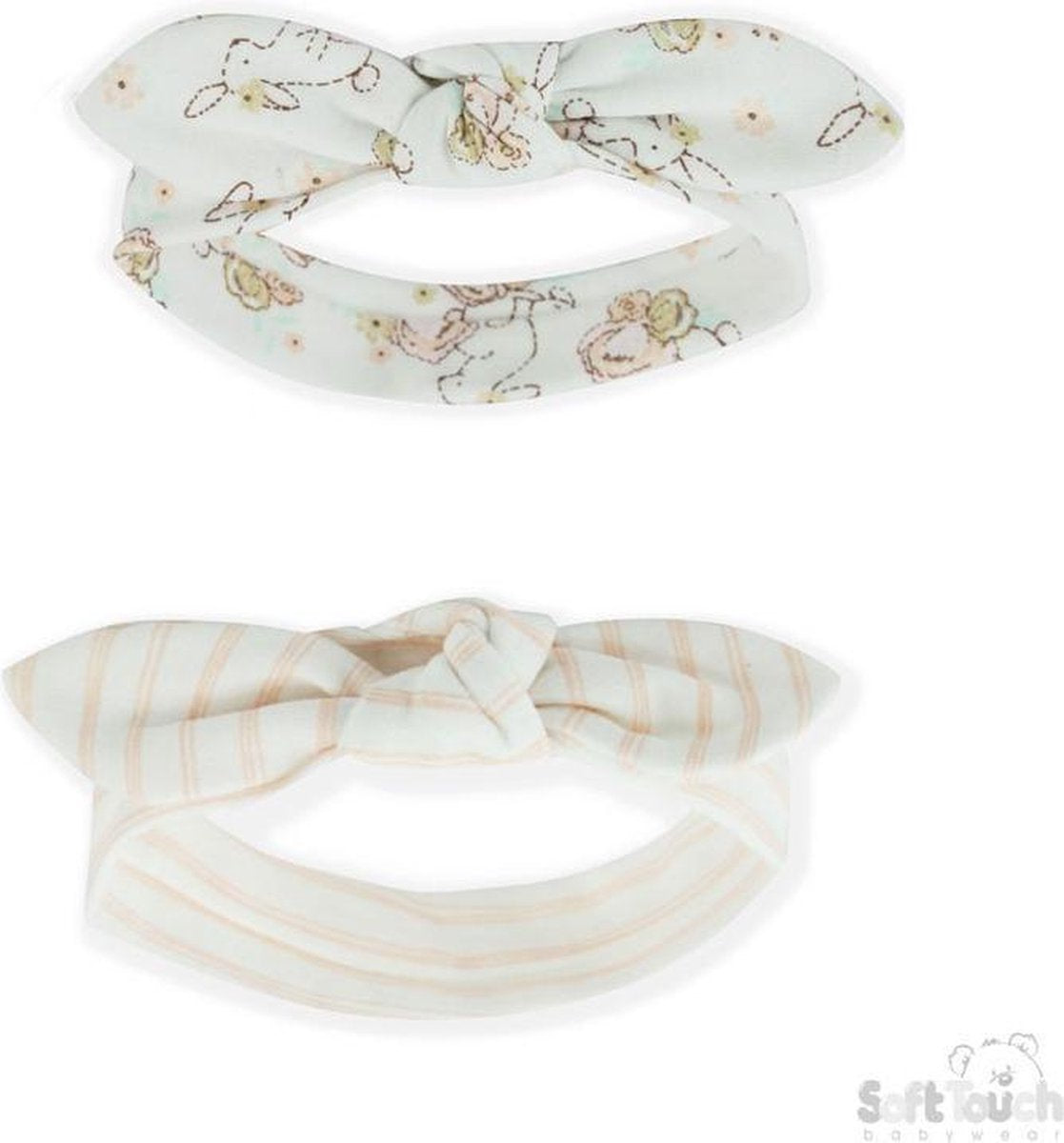 Soft Touch Haarbandjes Bunny Meisjes Katoen Oranje/wit 2 Stuks