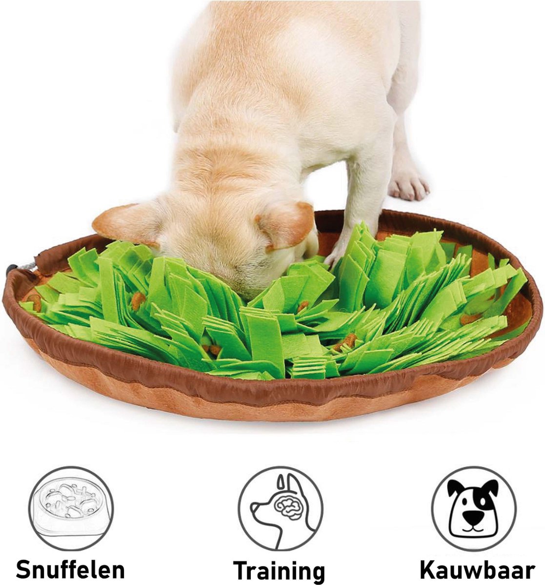 Snuffelmat Hond Kat Honden Speelgoed Puppy Speelgoed Katten Speeltjes - Snuffelmatten Voor Honden en Katten intelligentie - Hersenwerk - Speelmat - Konijnen - Training - Speeltjes - Trainingsmat - Anti-Schrok - Snuffelkleed - Groen / Bruin
