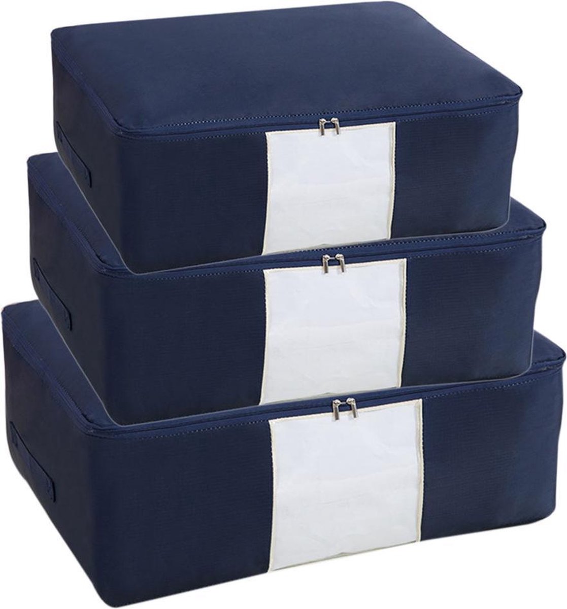 3x Nylon Opberg organizer Tas Voor Kleding Kast en of auto | inhoud 3 soorten maten S M L | Opruim doos Bo mand Opvouwbaar | S 39L 55x35x20 cm