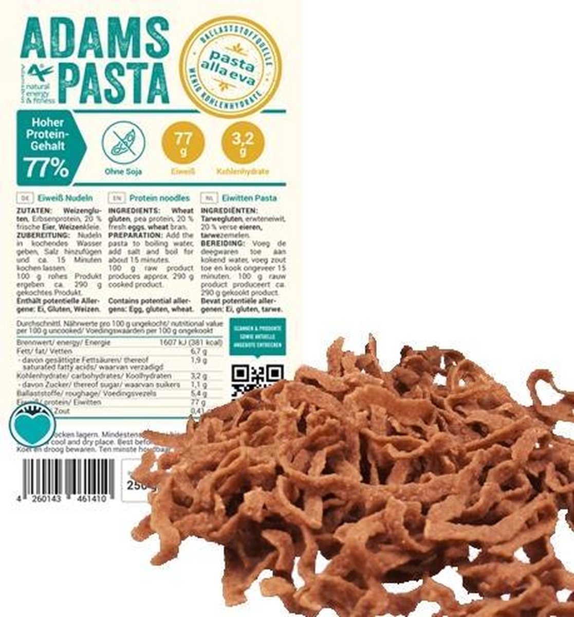 Adams Pasta | alla Eva | 1 x 250 g  | Koolhydraatarm eten doe je zó!