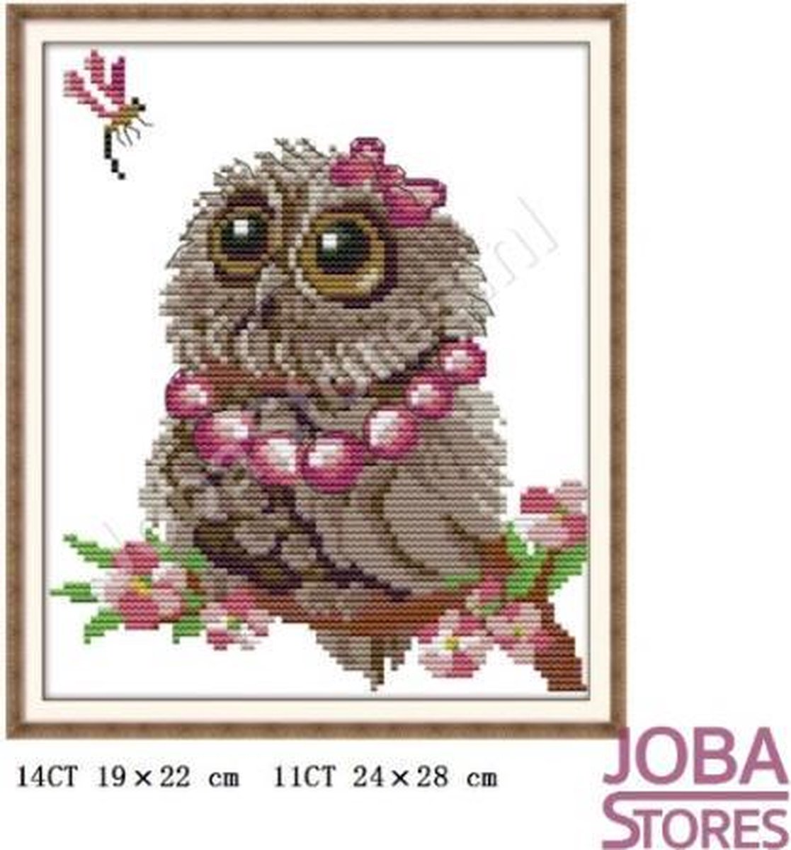 Borduur Pakket "JobaStores®" Uil 004 14CT Voorbedrukt (19x22cm)