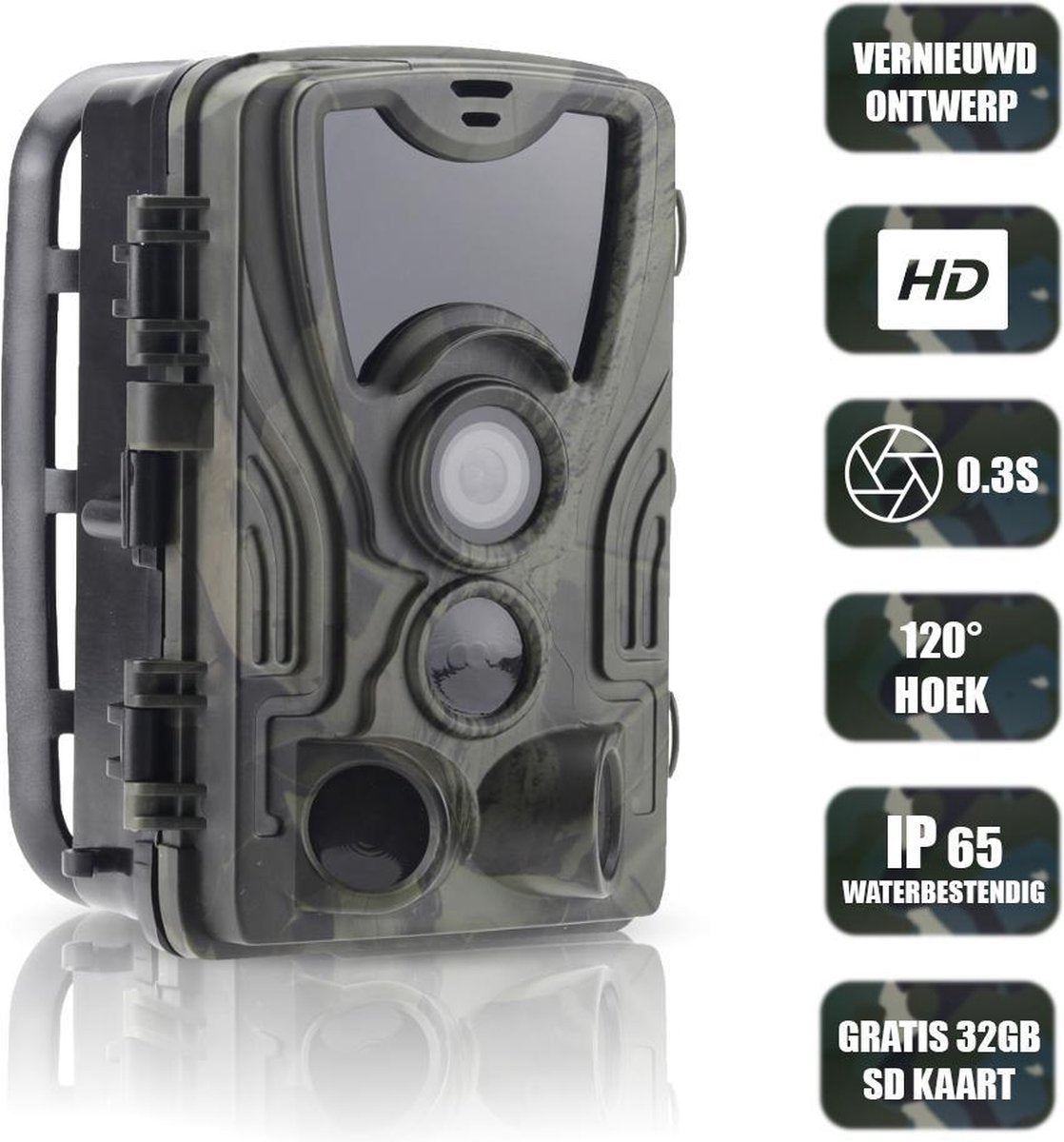 Webvision Wildcamera met Nachtzicht - 4K FULL HD - Nachtcamera - Waterdicht - Inclusief 32GB SD-Kaart & 8x AA Batterijen