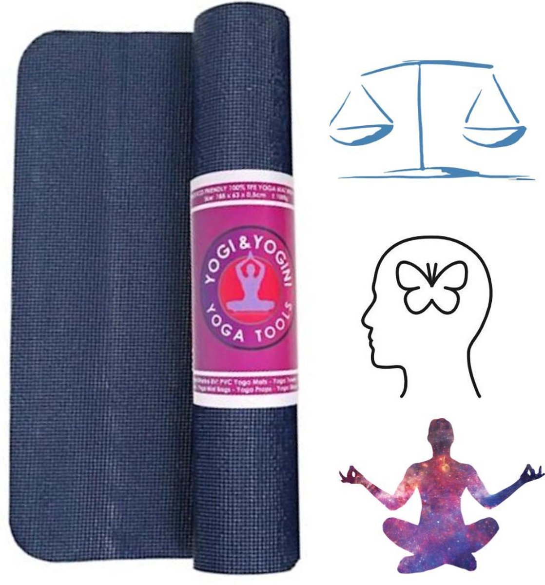 DirectSupply Yoga Mat Anti Slip - 5mm dik - Indigo blauw