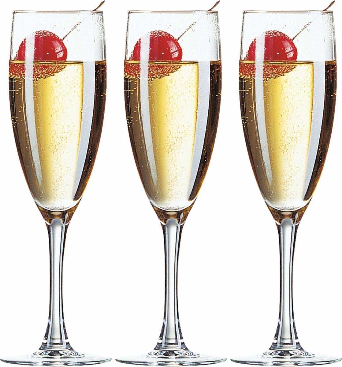18x Stuks champagneglazen van glas 150 ml  - Glazen op voet voor Champagne/bubbels of Cava