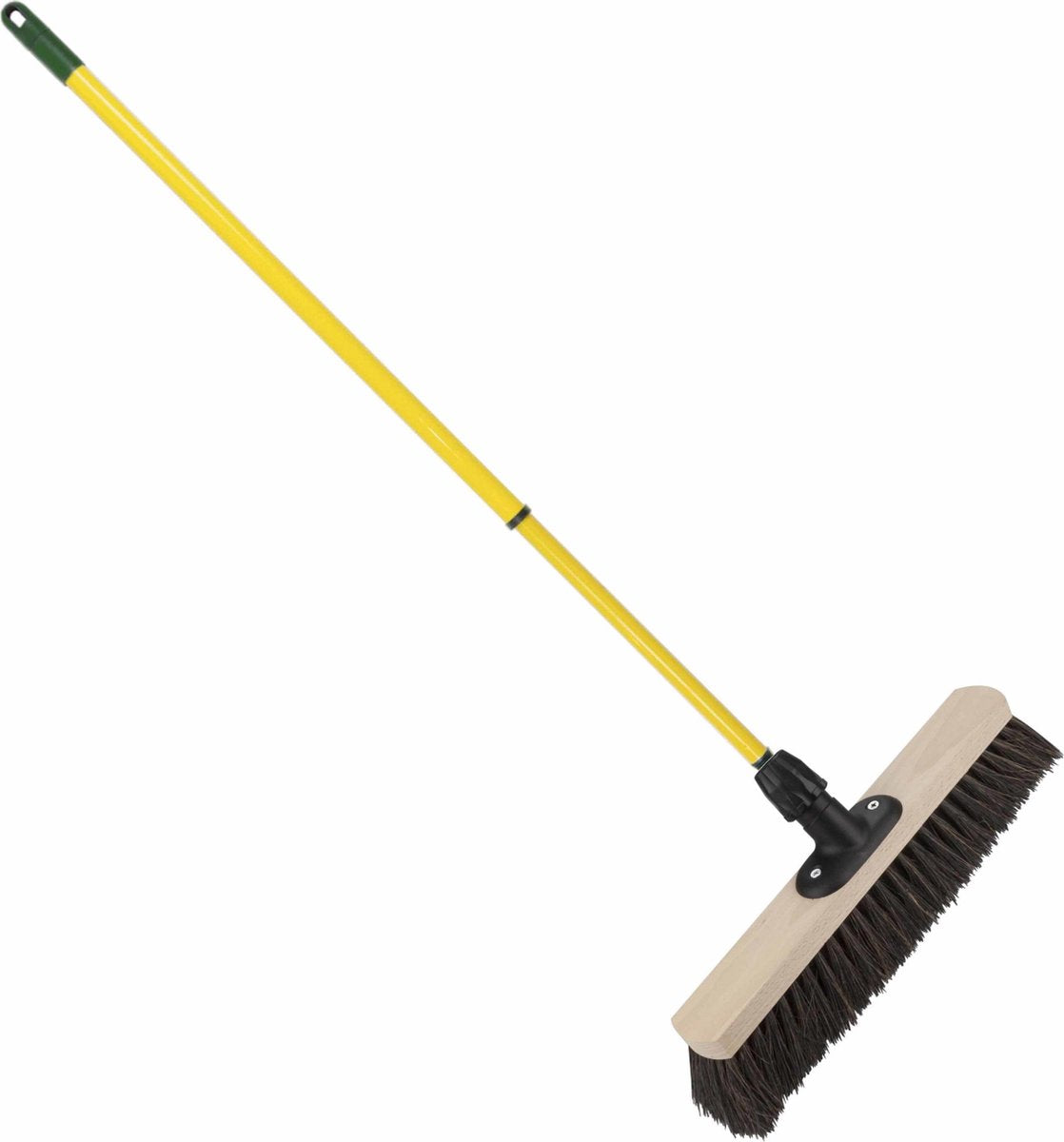 Houten straatbezem/buitenbezem Arenga 50 cm met metalen telescoopsteel geel 80 - 130 cm - Harde buitenbezems
