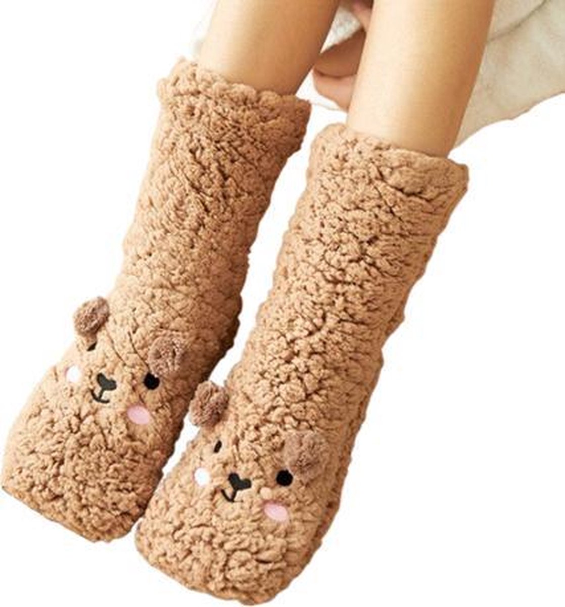 1 Paar Warme Sloffen Beer Bruin | Huissloffen | Maat 36-40 | Anti Slip