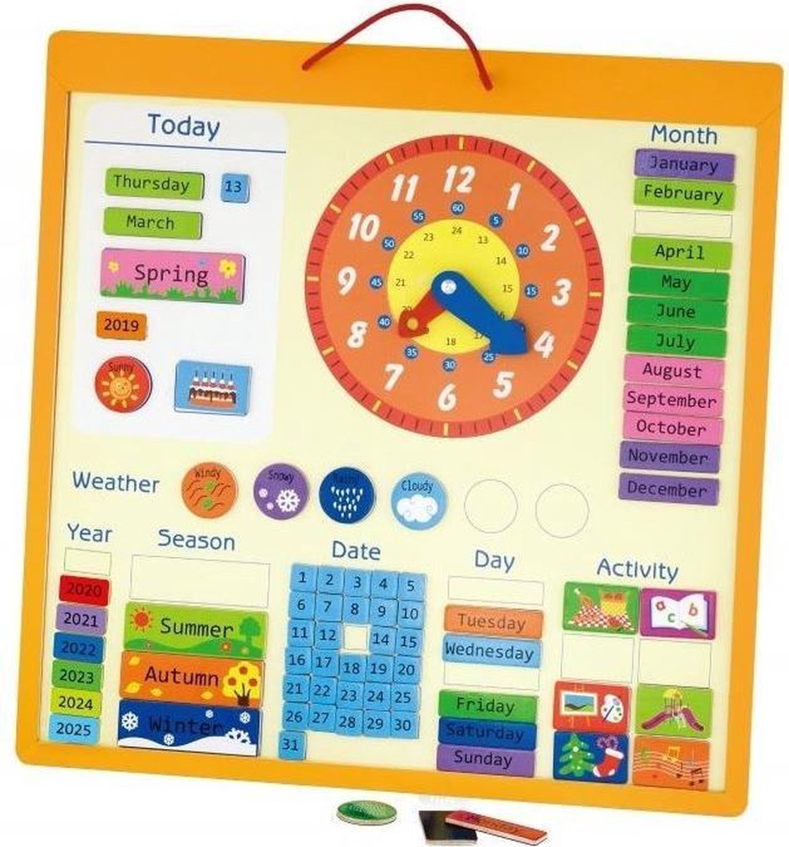 Viga Toys Magnetische Kalender Engels 45 Cm Multicolor