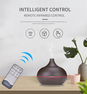 Life Of leisure Aroma Diffuser 550ML met Afstandsbediening - Luchtbevochtiger – Verdamper – Aromatherapie - Geurverspreider - Donkerbruin