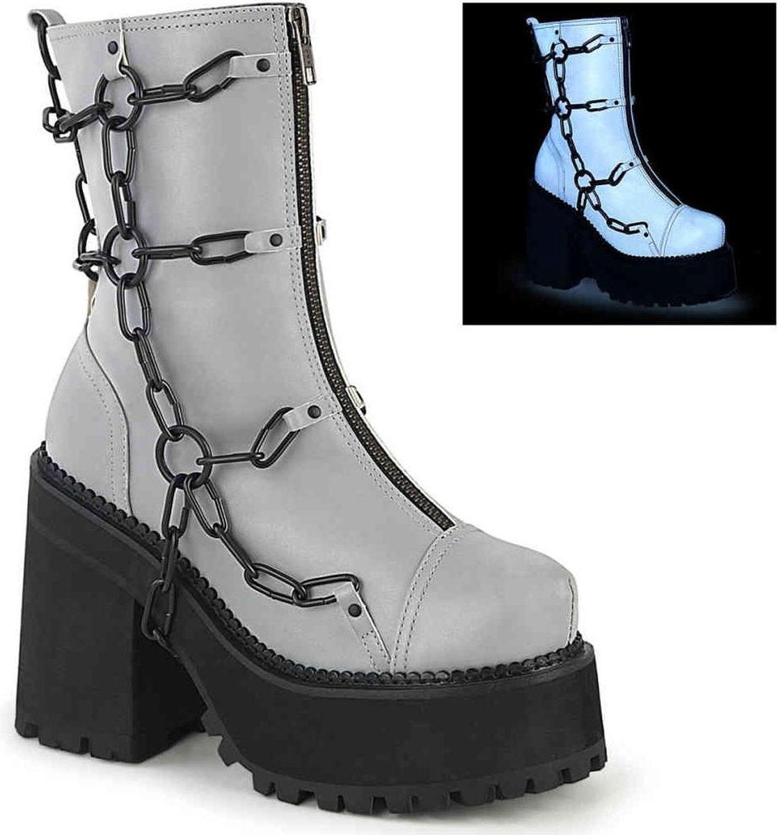 Demonia Plateau Laarzen -36 Shoes- ASSAULT-66 US 6 Grijs/Zwart
