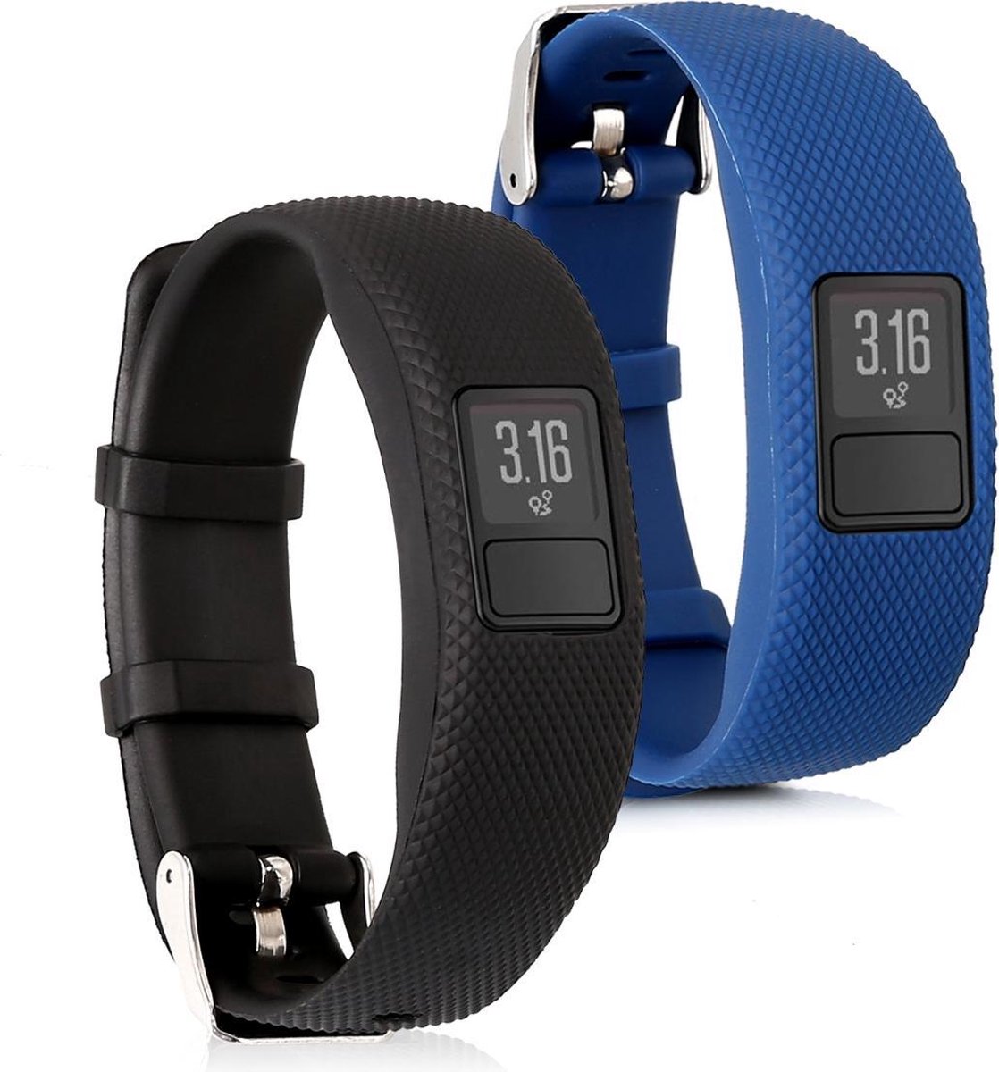 kwmobile 2x horlogeband voor Garmin Vivofit 4 - siliconen band voor fitnesstracker - zwart / donkerblauw