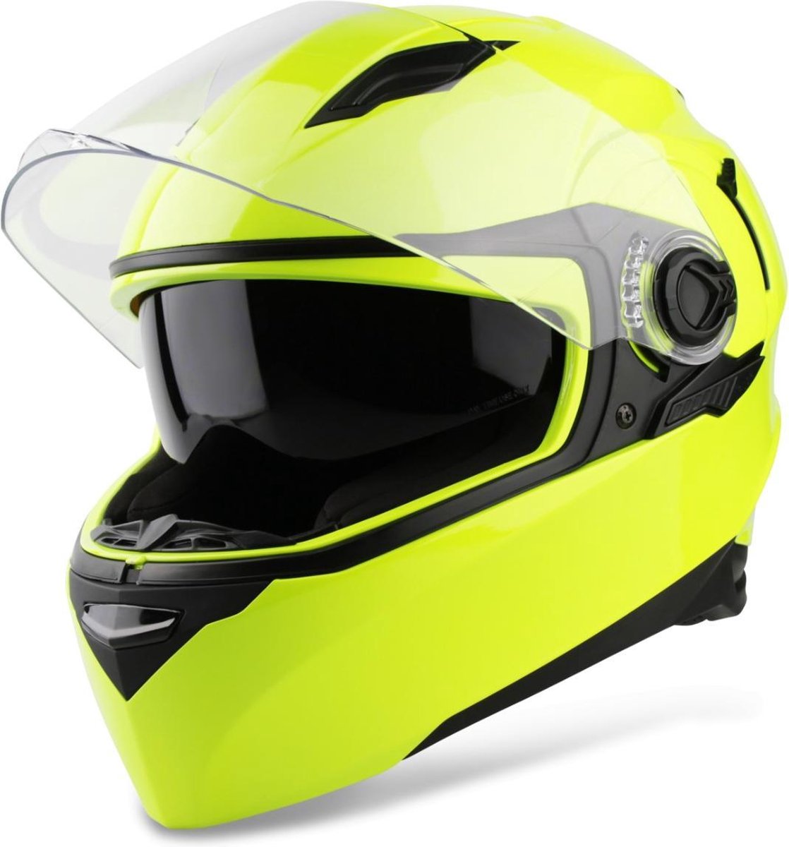 Vinz Kensal Integraalhelm Fluor Geel / Integraal Helm / Scooterhelm / Brommerhelm / Motorhelm voor Scooter / Brommer / Motor