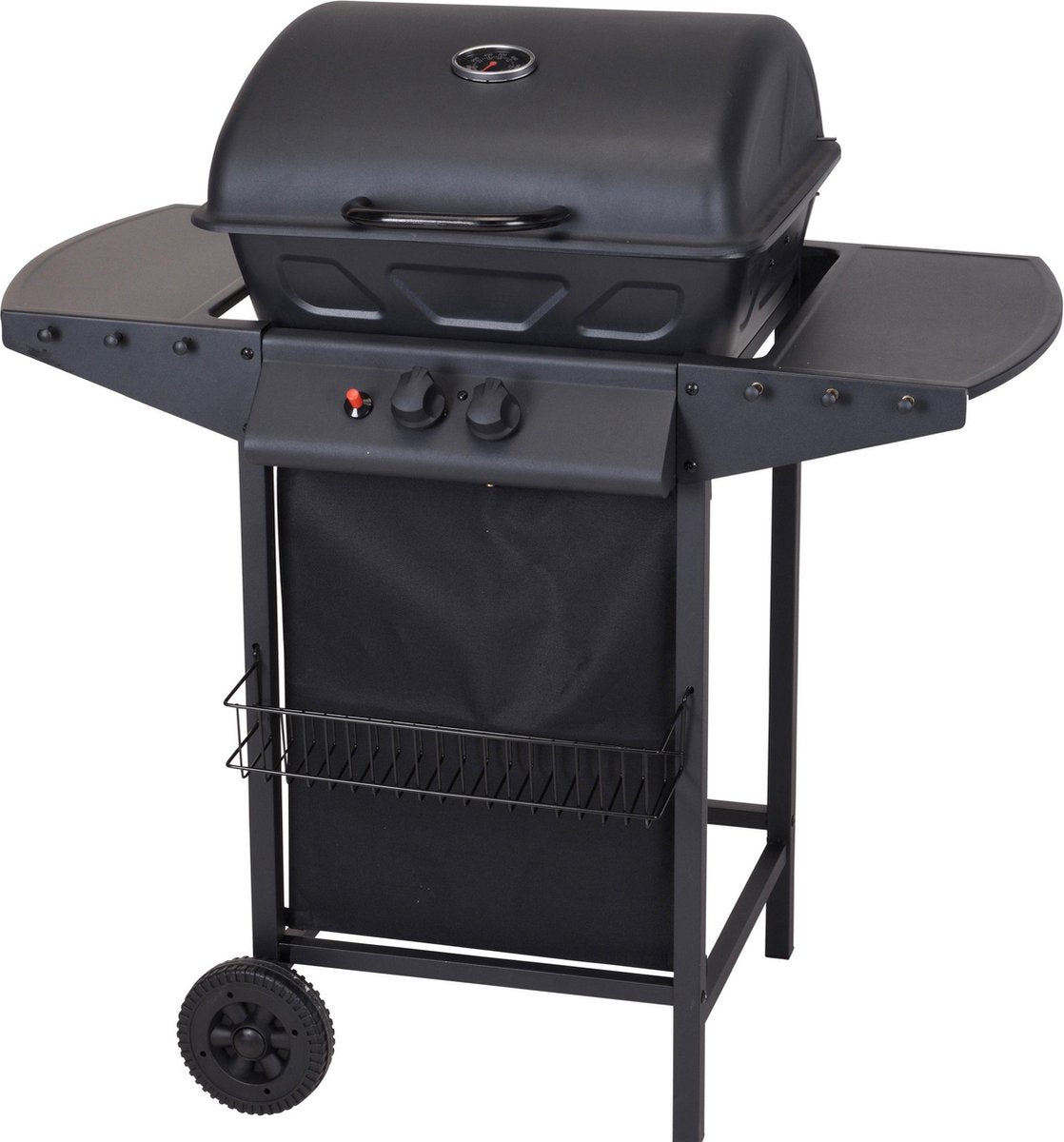 Bbq 2-pits Barbecue Op Wielen 100 Cm Rvs Zwart