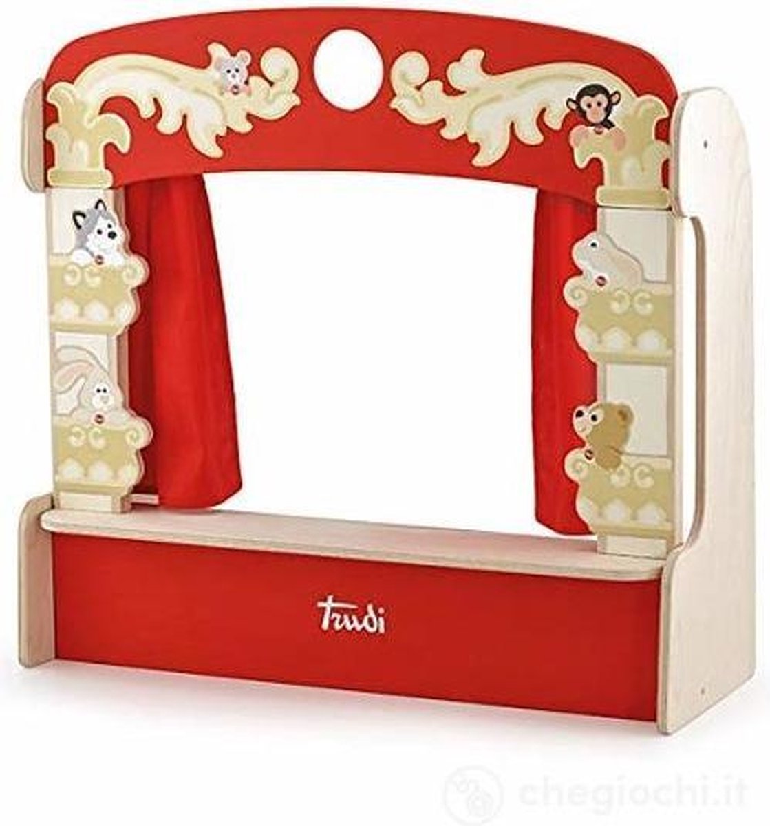 Sevi Houten Tafelpoppenkast Theater 58 Cm Rood