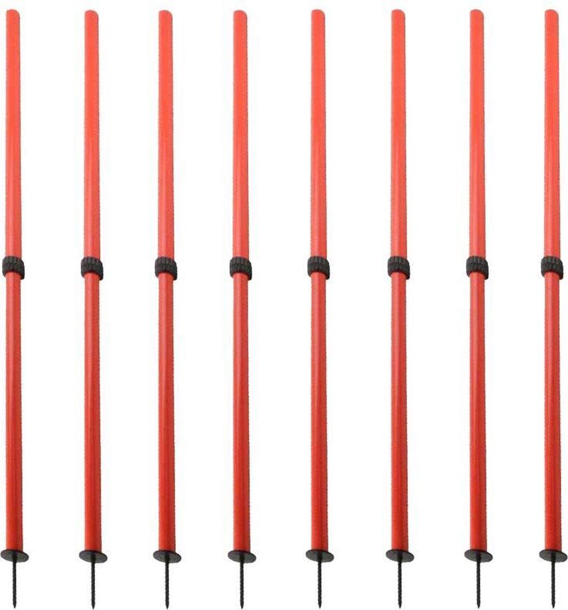 Vinex - 8 telescopische slalomstangen met punt - Slalomstokken - Slalom Poles - 75 tot 150 cm lang - Rood - Ø 31 mm